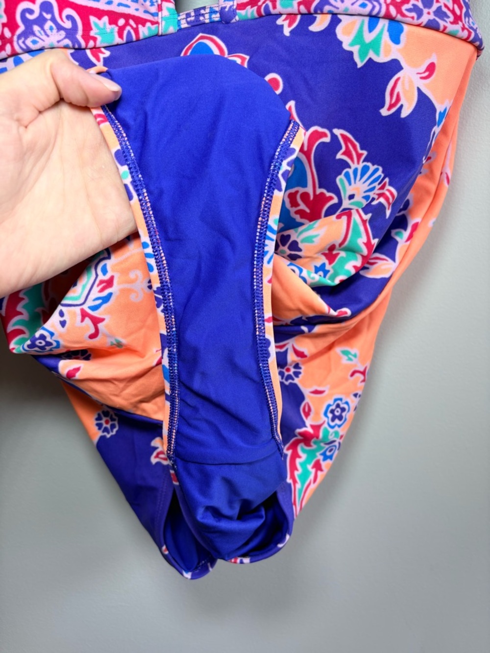 Aerie XL One-Piece Swimsuit Boho Print Cutout with Tie Back - Picture 5 of 7